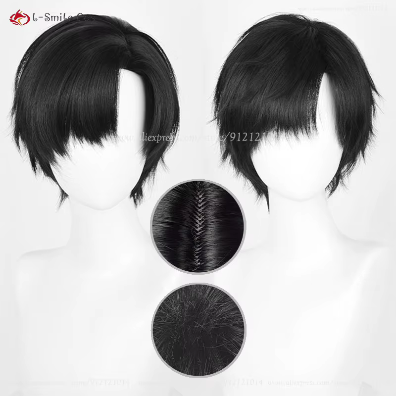 2 Styles Anime Ivan Cosplay perruque hommes 30 cm court noir Ivan Cosplay cheveux résistant à la chaleur cheveux synthétiques en STOCK + bonnet de perruque gratuit