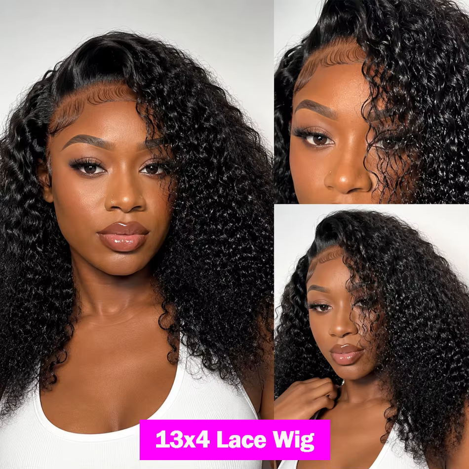 Perruques Courtes Bob Bouclées Effet Mouillé 13x4 Lace Front Cheveux Humains Brésiliens Deep Wave 13x6 Full HD