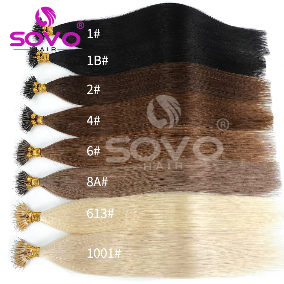 Extensions de cheveux naturels Nano Ring Remy lisses