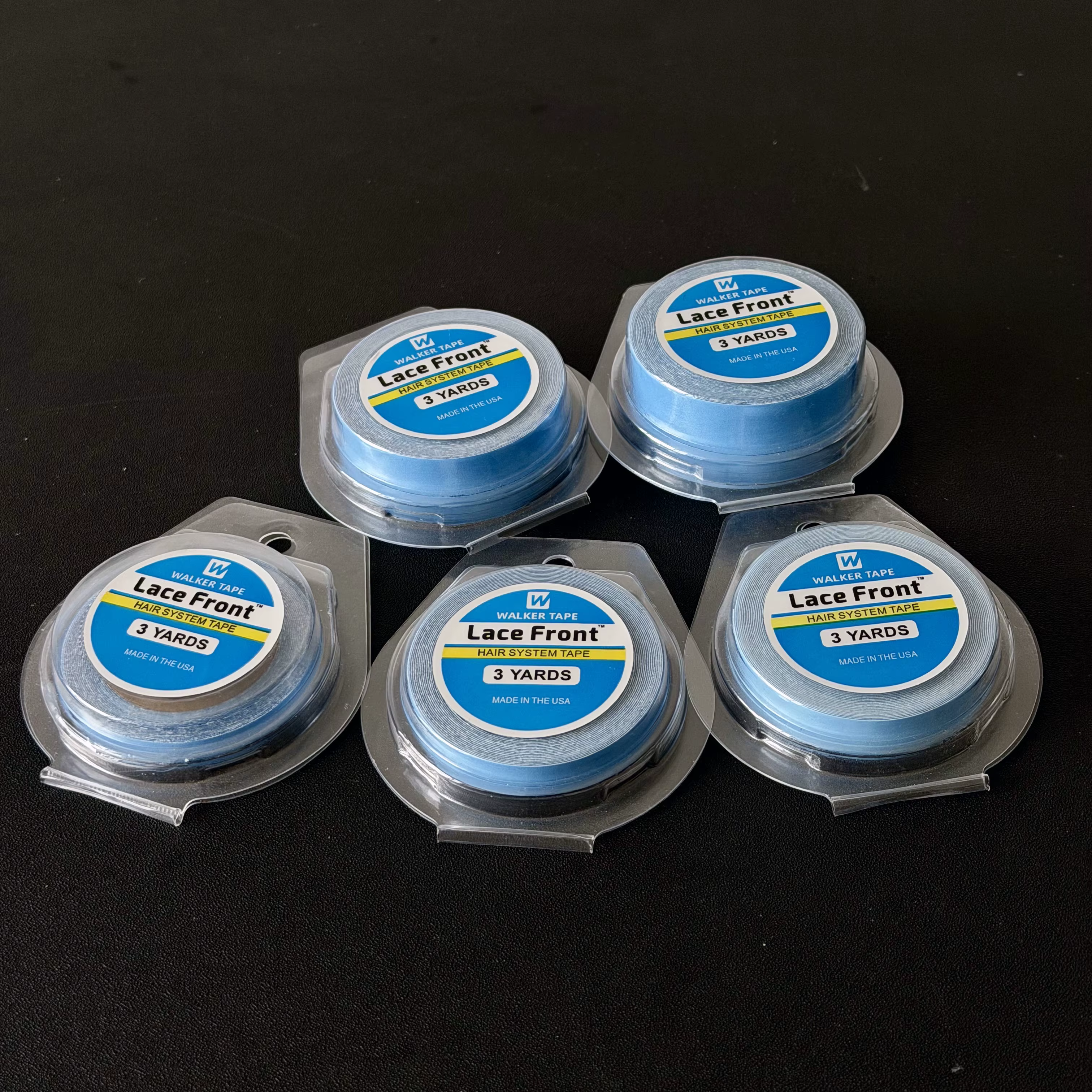 1/2/5 Rouleaux de ruban adhésif double face bleu super résistant pour extensions de cheveux/perruques en dentelle/toupets, 0,8/1 cm x 3 yards