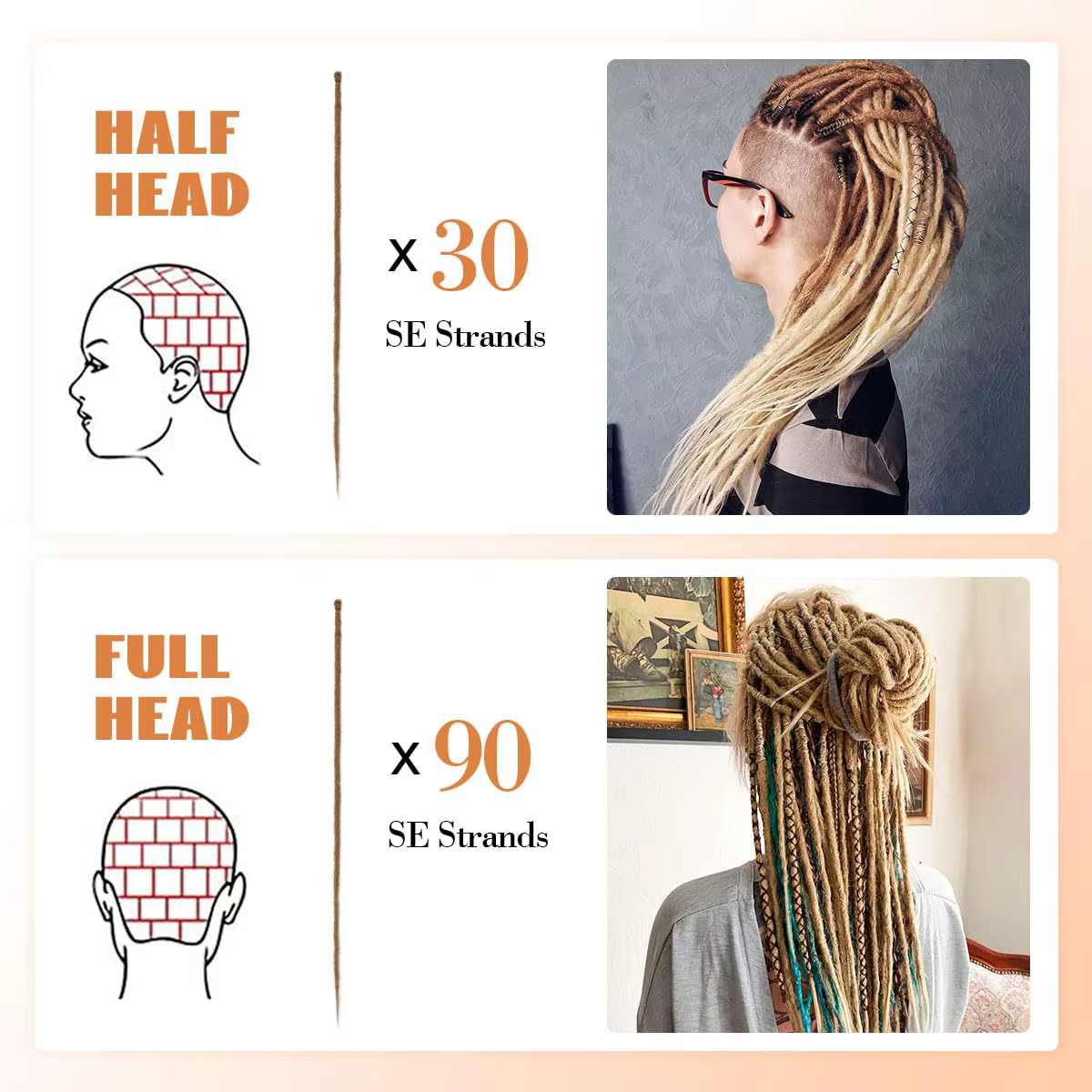 Extensions de dreadlocks synthétiques de 24 pouces