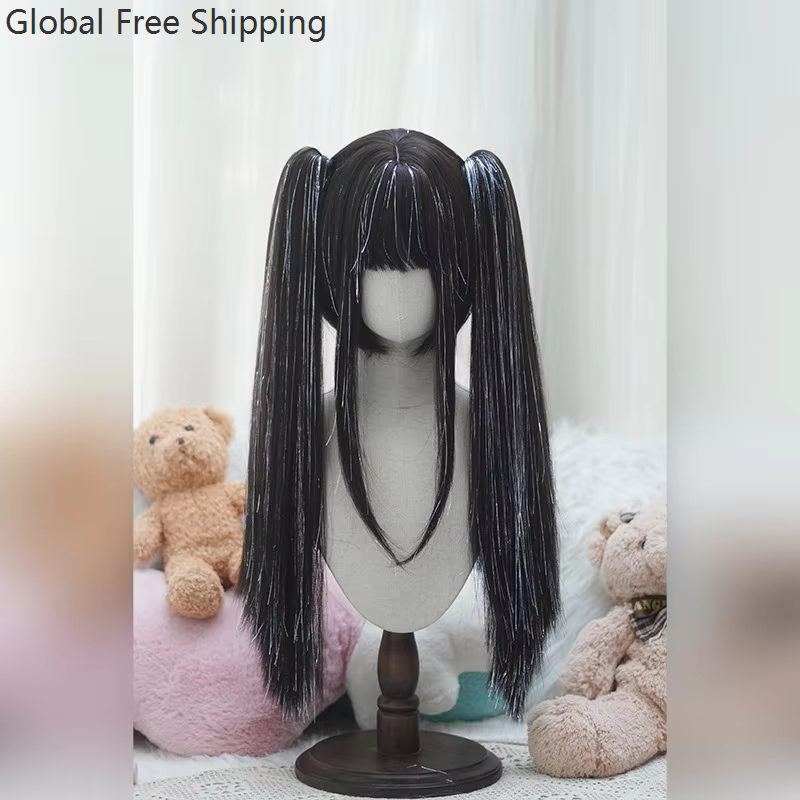Perruque Lolita Cosplay fil Laser brillant cheveux raides pour femmes Anime Roleplay synthétique princesse