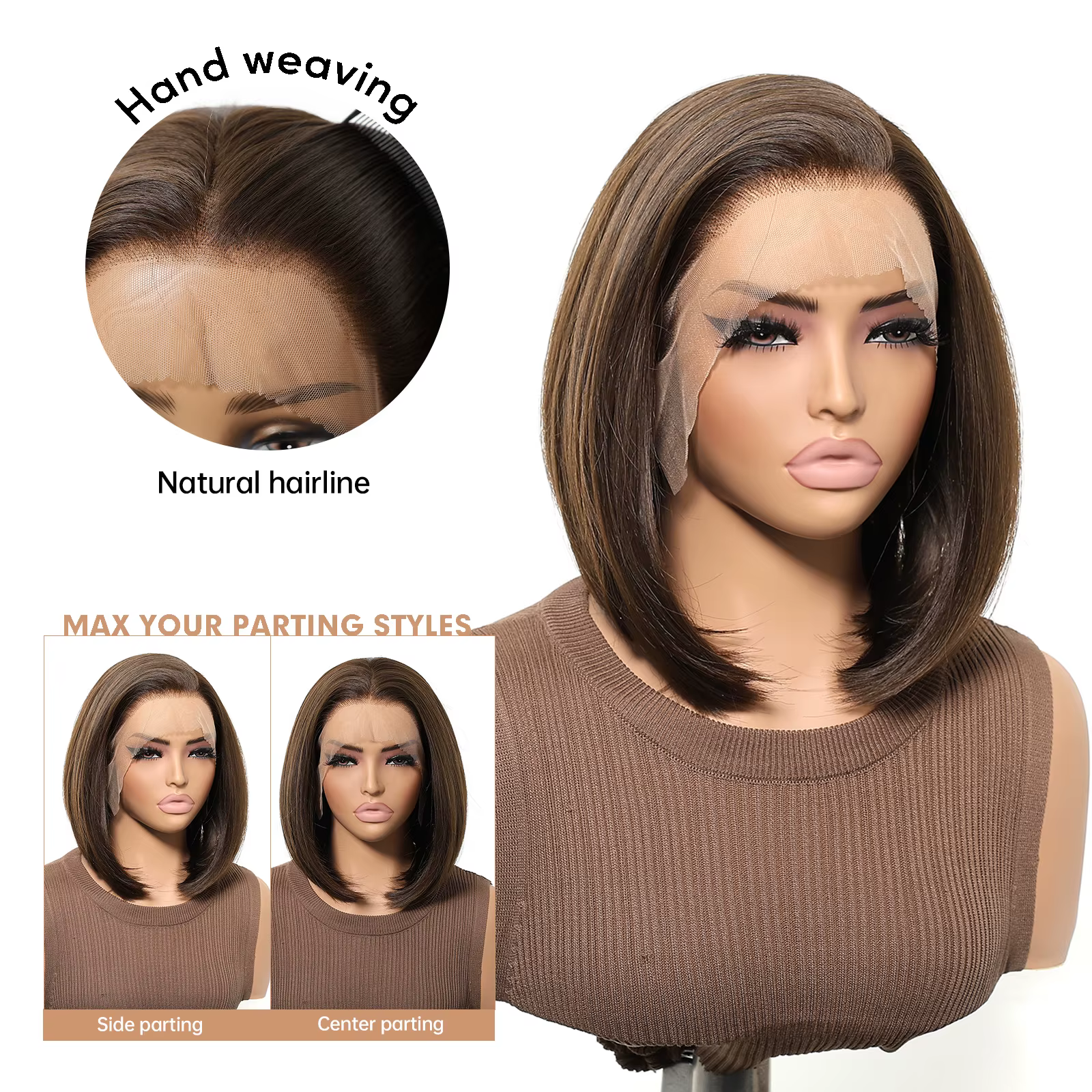 EASIHAIR – perruque Lace Front Wig synthétique courte et lisse