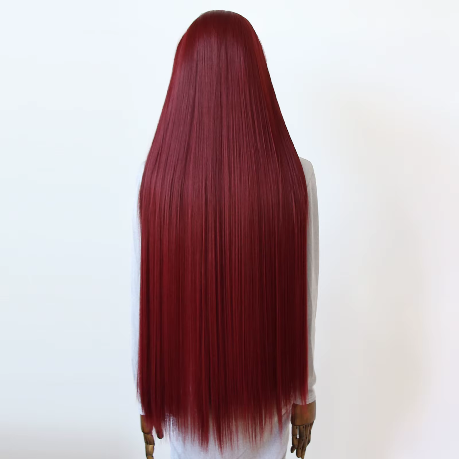 Perruque Lace Front Wig synthétique rouge vin
