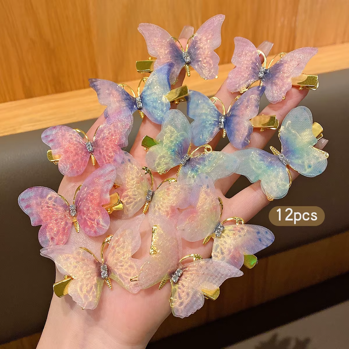 12 pinces à cheveux papillon vent doux