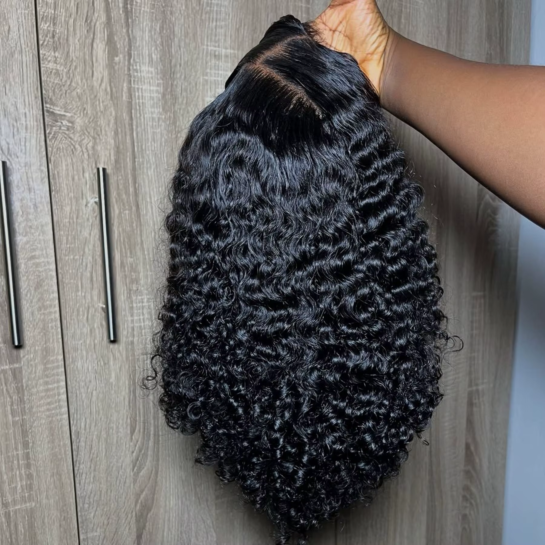 Perruque Lace Frontal Wig synthétique courte bouclée et crépue