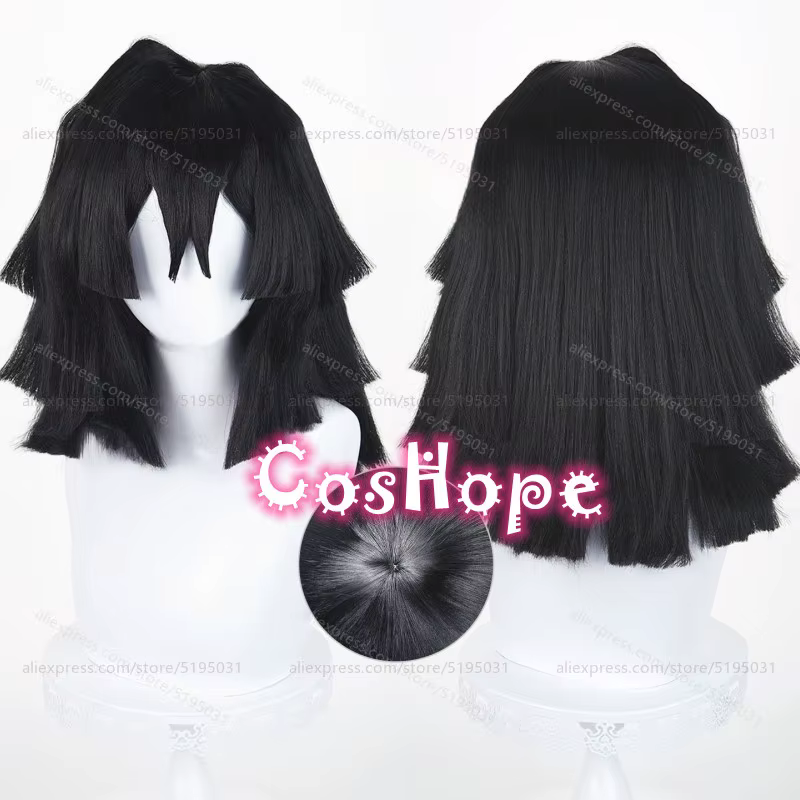Iguro Obanai Cosplay perruque 40 cm courte
