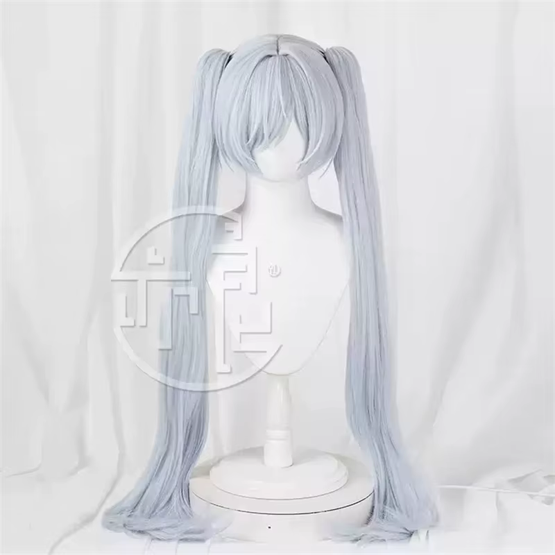 Déesse de la victoire: Nikke cendrillon verre princesse Cosplay perruque gris Double queue de cheval cheveux longs