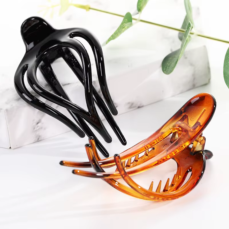Femmes Grandes Pinces À Cheveux Pince Fleur Acrylique En Plastique Canard Griffe Barrette Filles Épingle