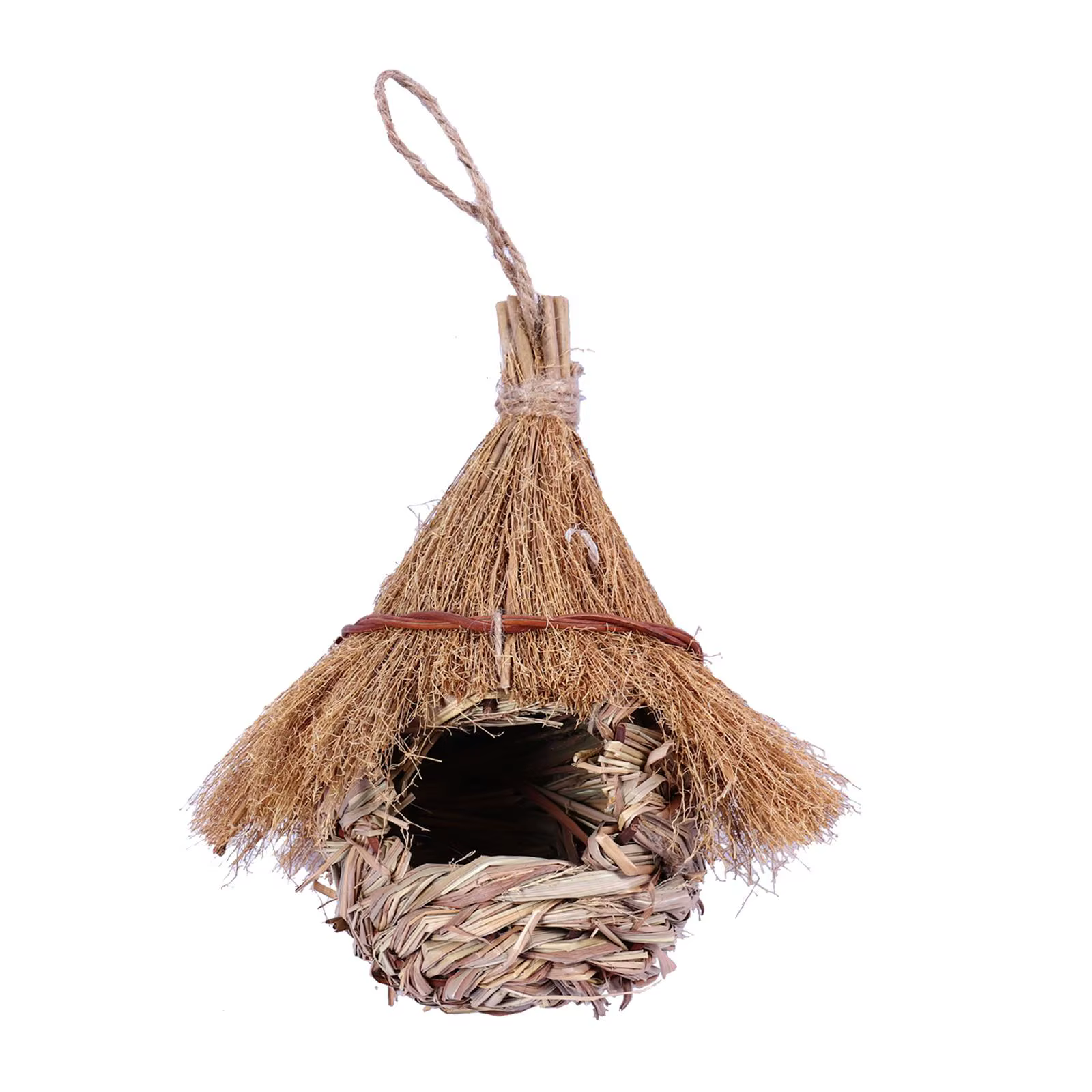 Wren Finch-Maison à oiseaux tissée à la main, cabane à oiseaux pour pelouse intérieure et extérieure