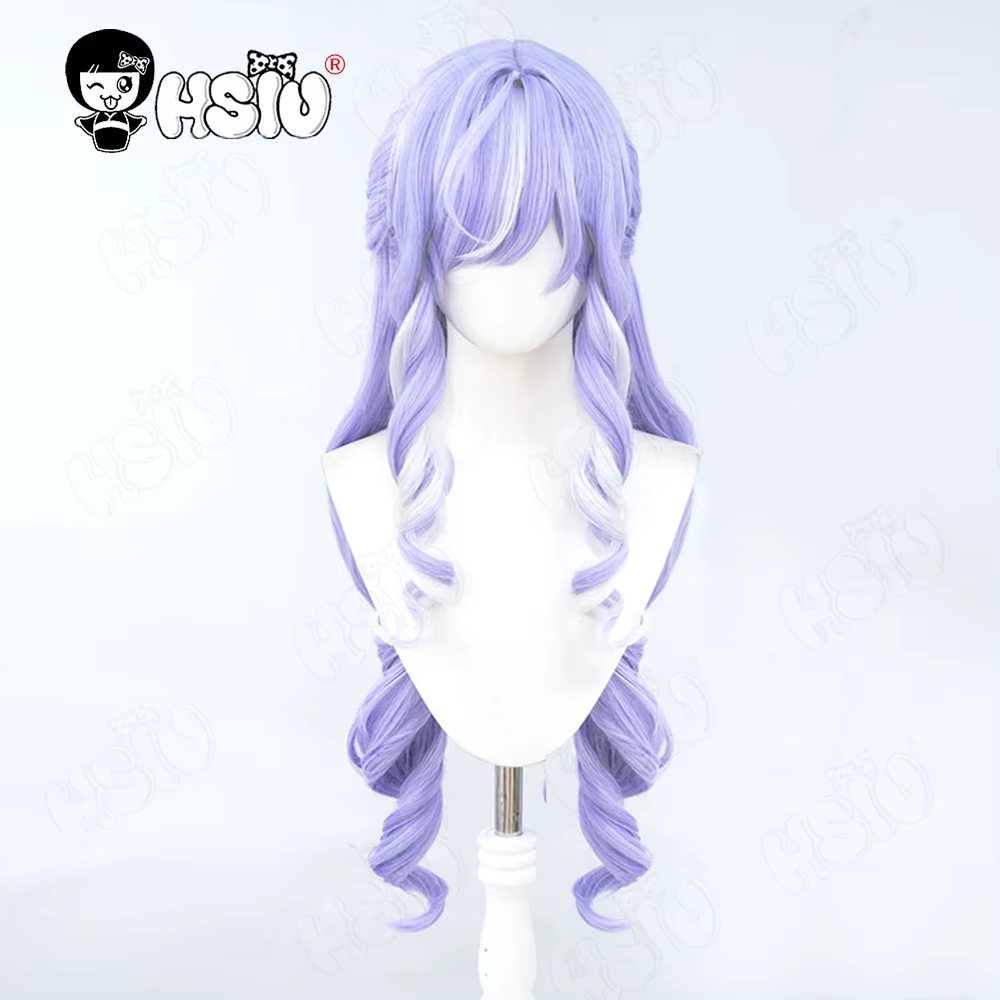Vivian Cospaly perruque HSIU 90CM violet clair mélangé blanc cheveux longs