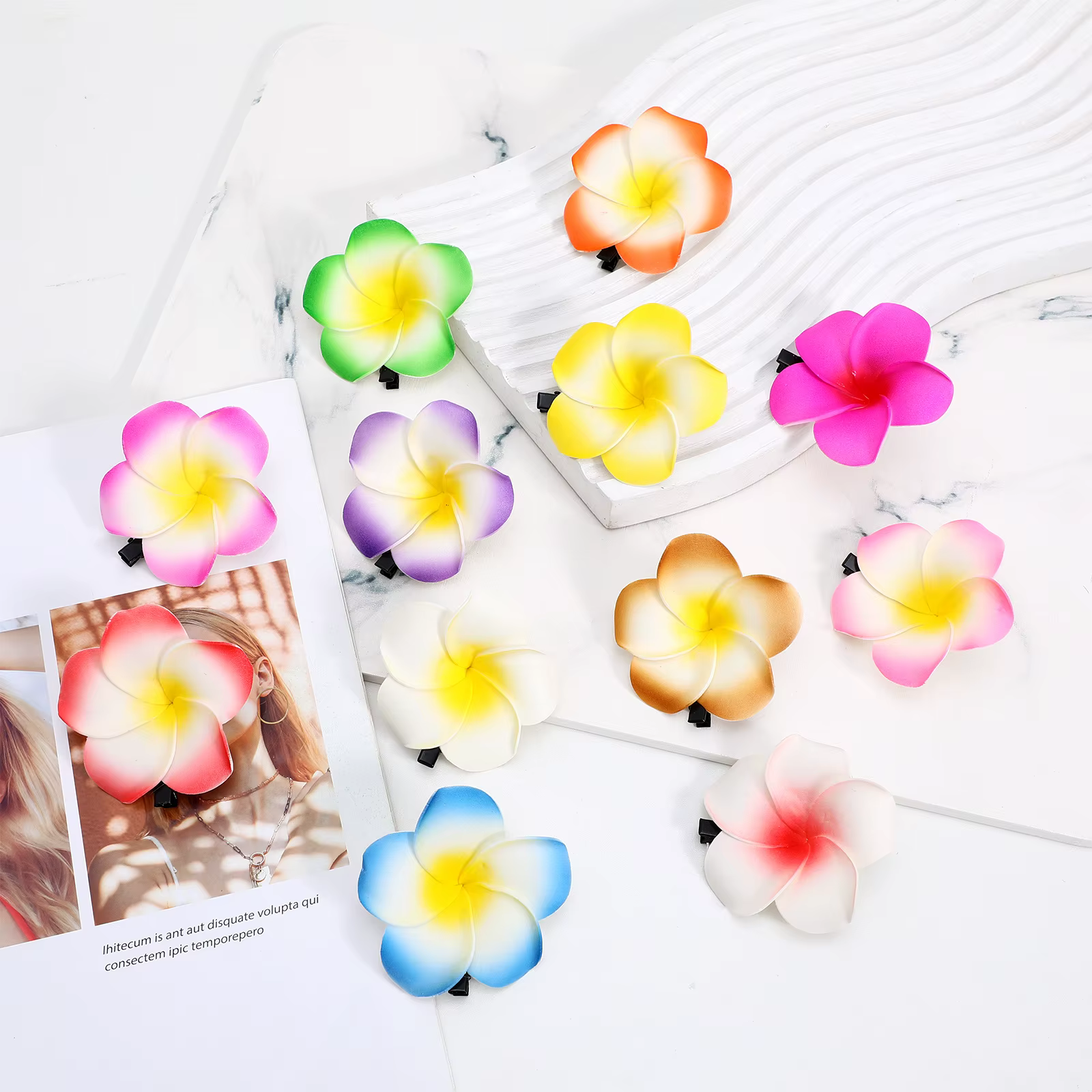Eva Plumeria pinces à cheveux 12 pièces pince