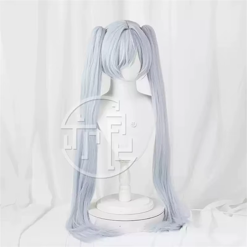 Déesse de la victoire: Nikke cendrillon verre princesse Cosplay perruque gris Double queue de cheval cheveux longs