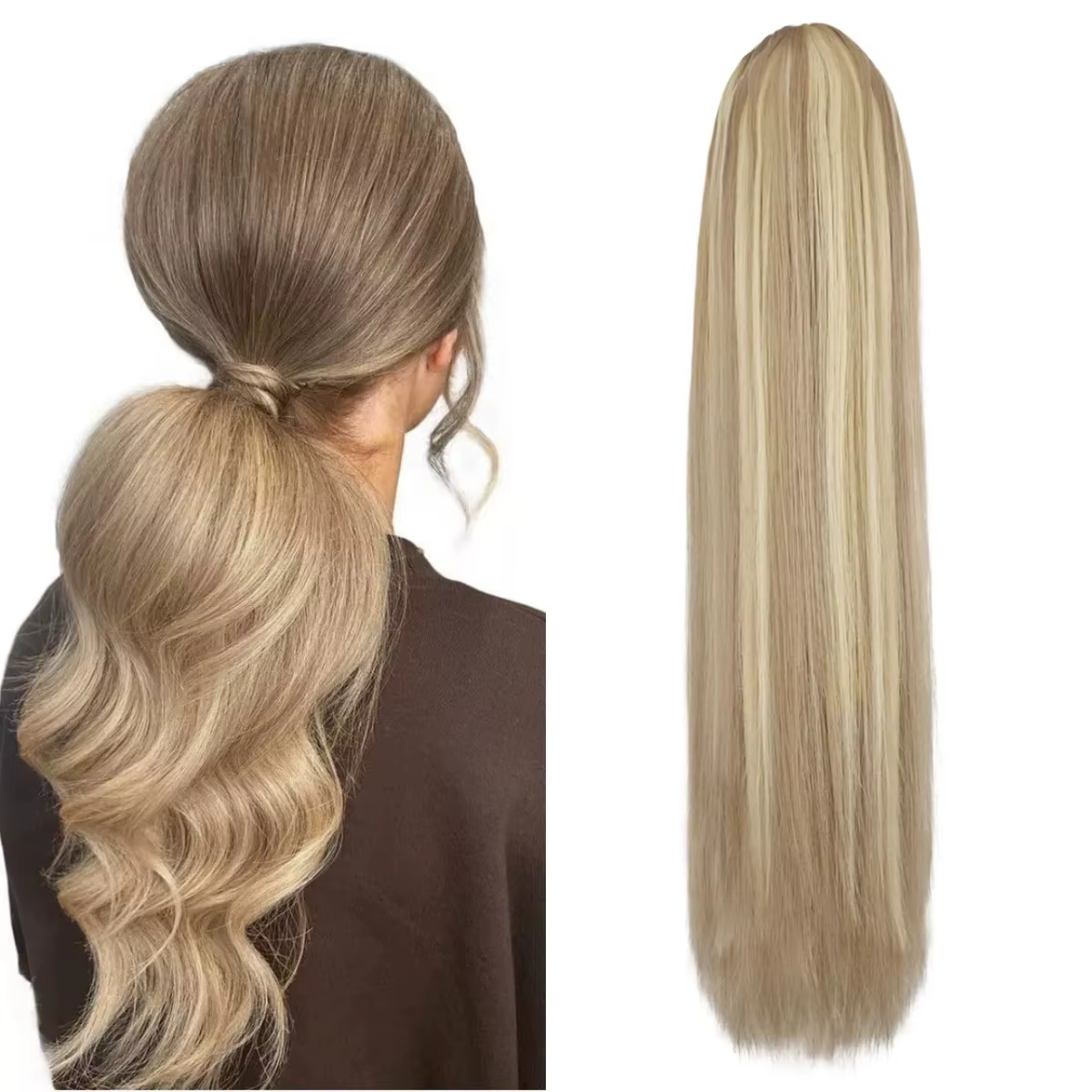 Extensions de cheveux blondes longues à clipser