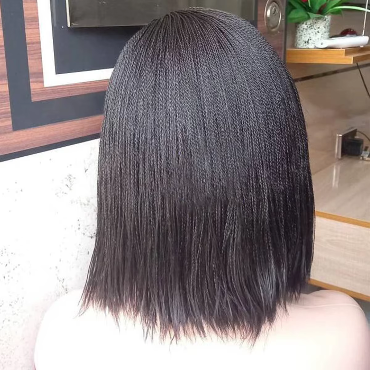 Perruques tressées à fermeture ultraviolette courte pour femmes noires
