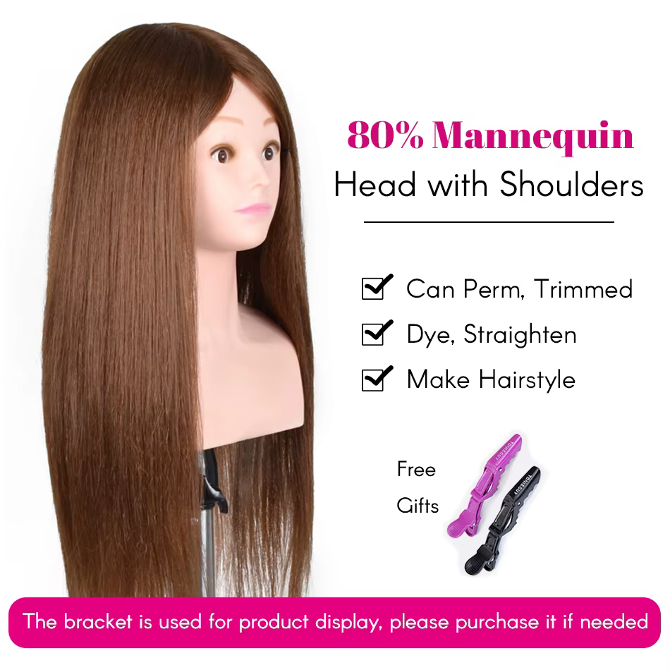 Perruque de tête de mannequin d'entraînement