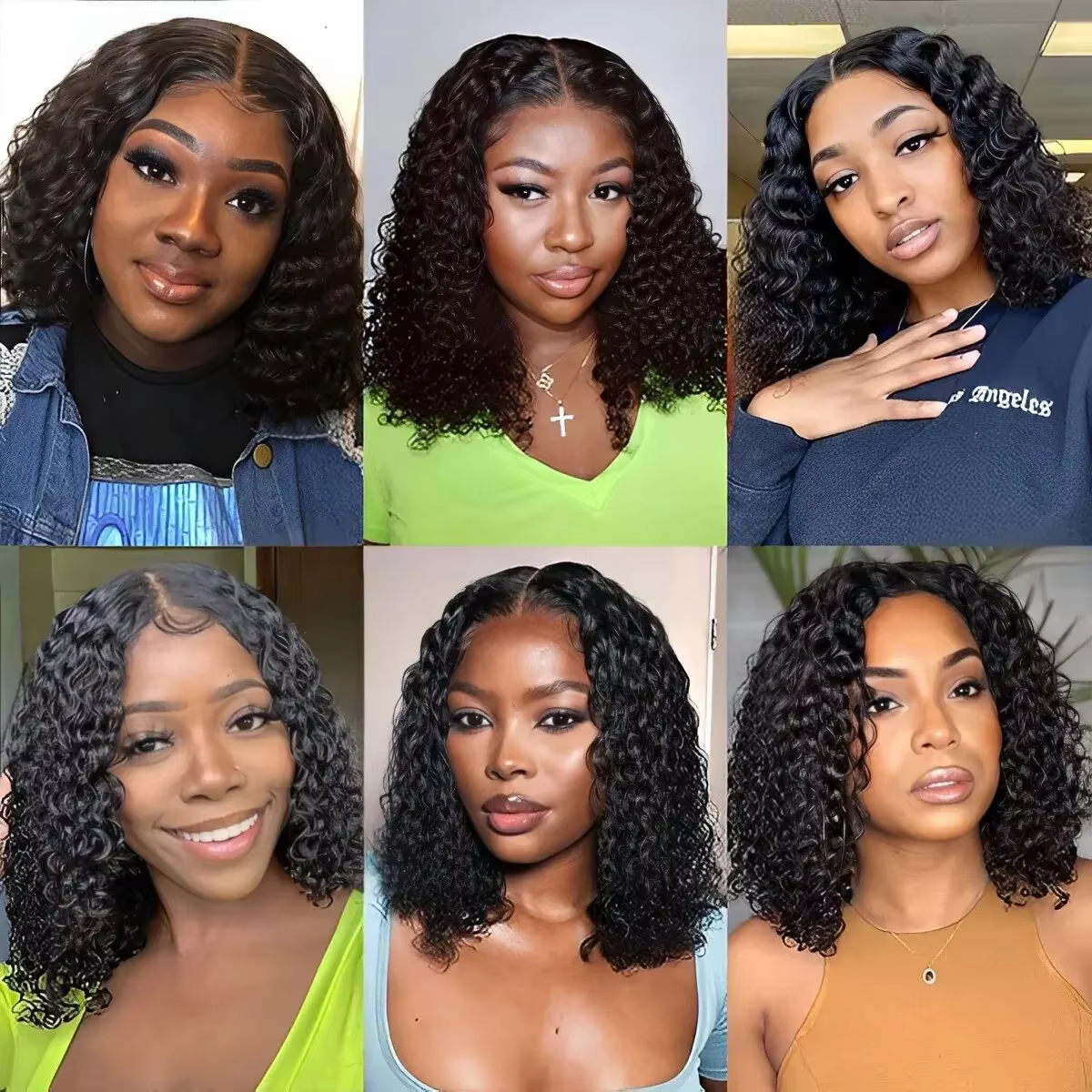 Cheveux brésiliens courts crépus bouclés paquets avec fermeture 100% non transformés Extension de trame