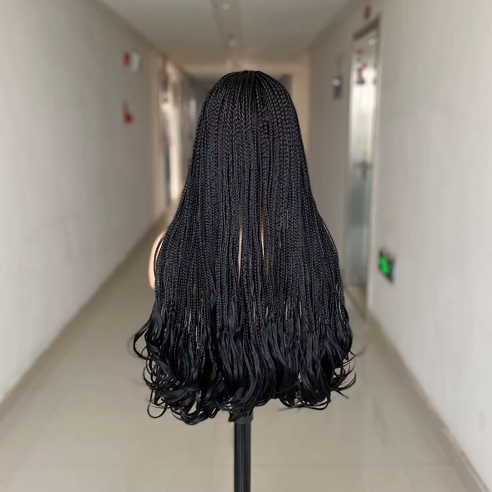Nouvelle mode longue tressée perruques synthétique boîte tresse perruque pour les femmes noires ondulé armure Ombre