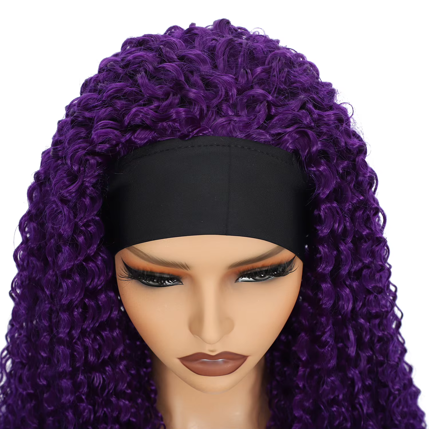 Perruque bandeau violette pour femme avec ligne de cheveux naturelle