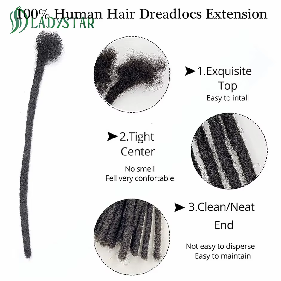 Extensions de dreadlocks de cheveux humains