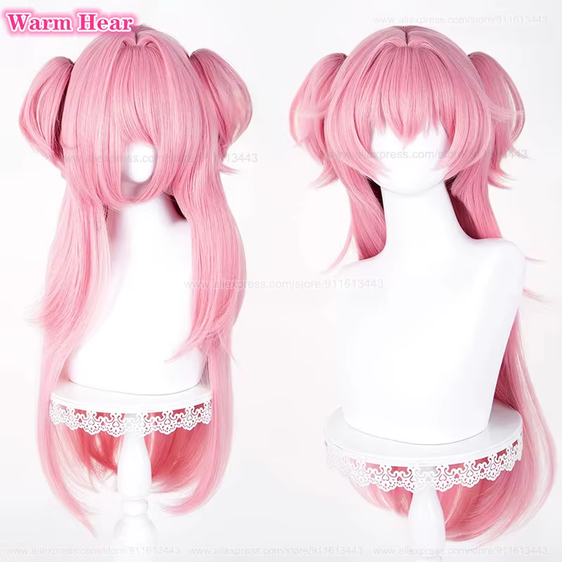 Nouveau! Perruque de cosplay Anime Momoi Airi longue de 78 cm, rose, double queue de cheval, cheveux synthétiques résistants à la chaleur, perruques pour fête d'Halloween + un bonnet de perruque