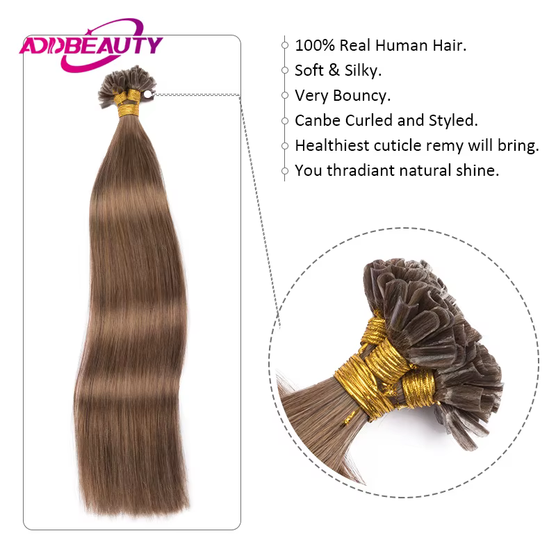 Addbeauty Extensions de cheveux de Fusion humaine U pointe kératine Capsule 100% Remy