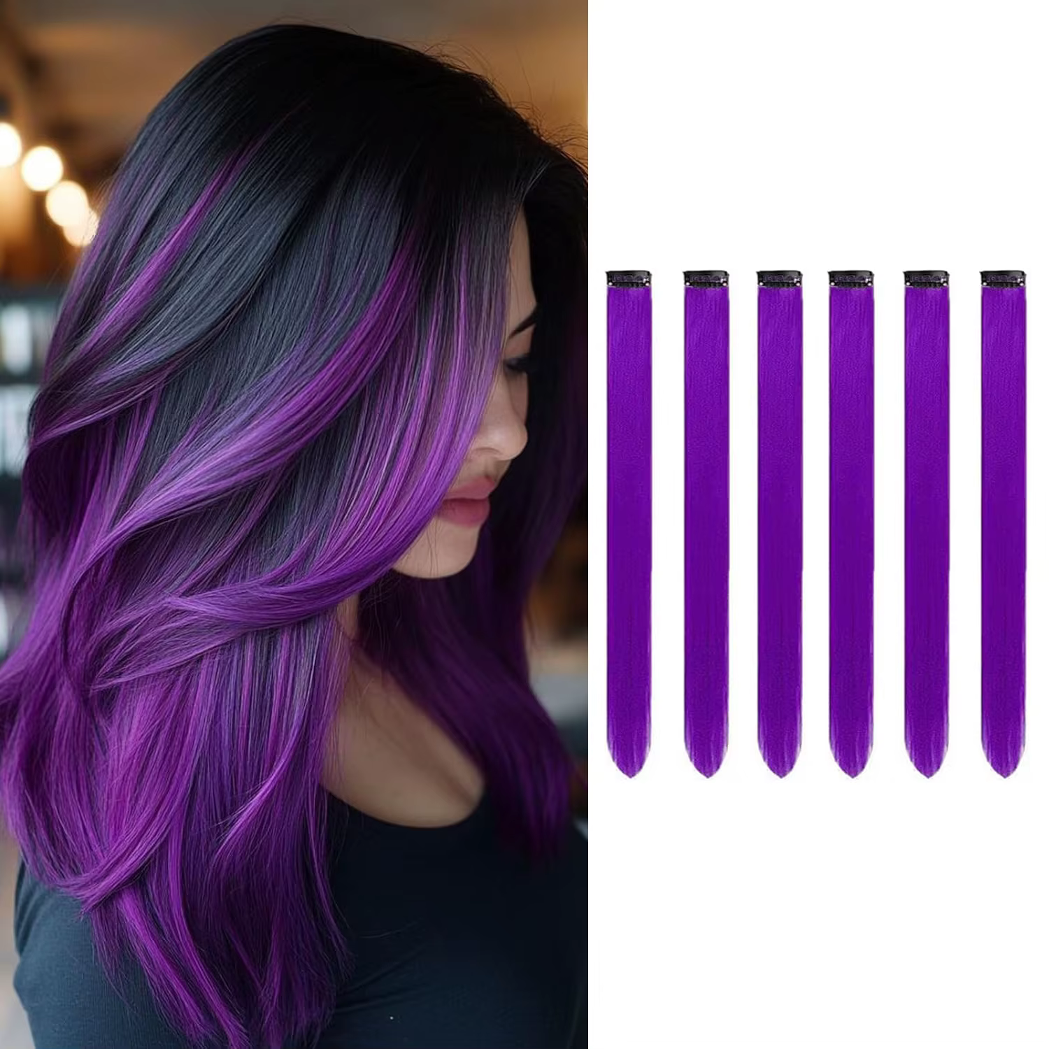 6 extensions de cheveux à clipser