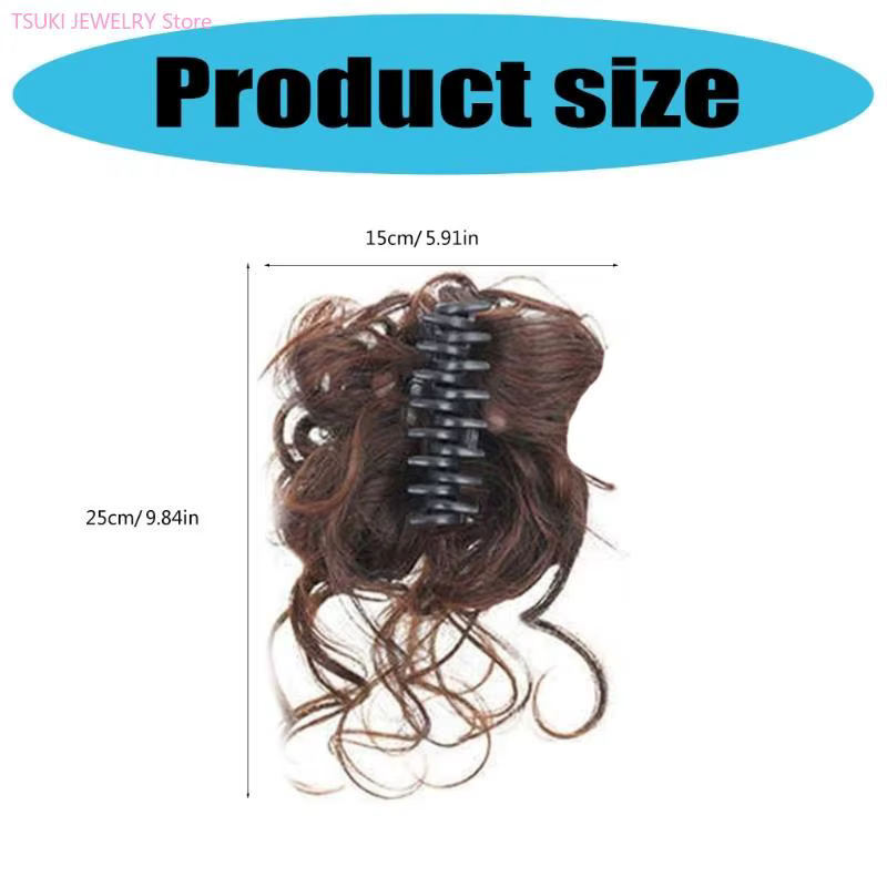 62KE – postiche chignon à texture douce avec pince à griffes