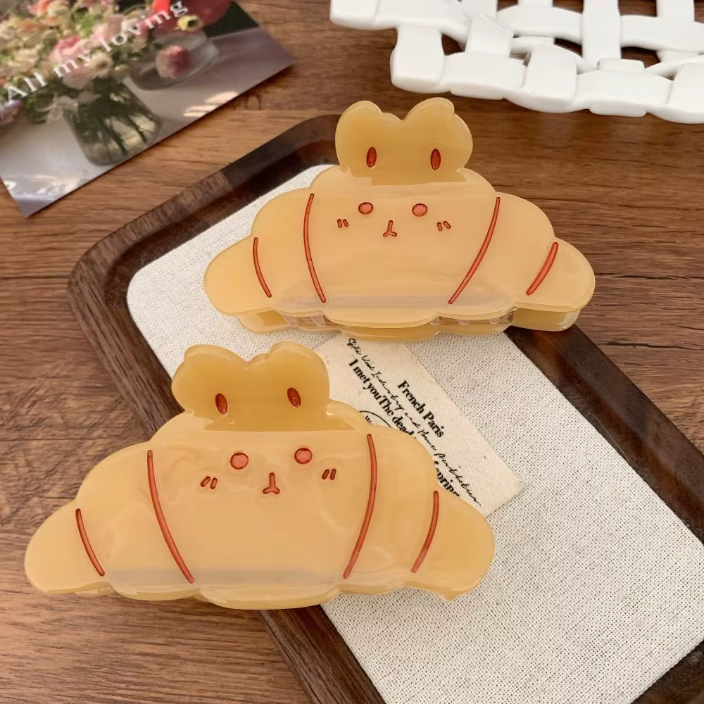 Style coréen Croissant cheveux griffe café drôle français diamant crabe pince chapeaux Kawaii acide acétique requin