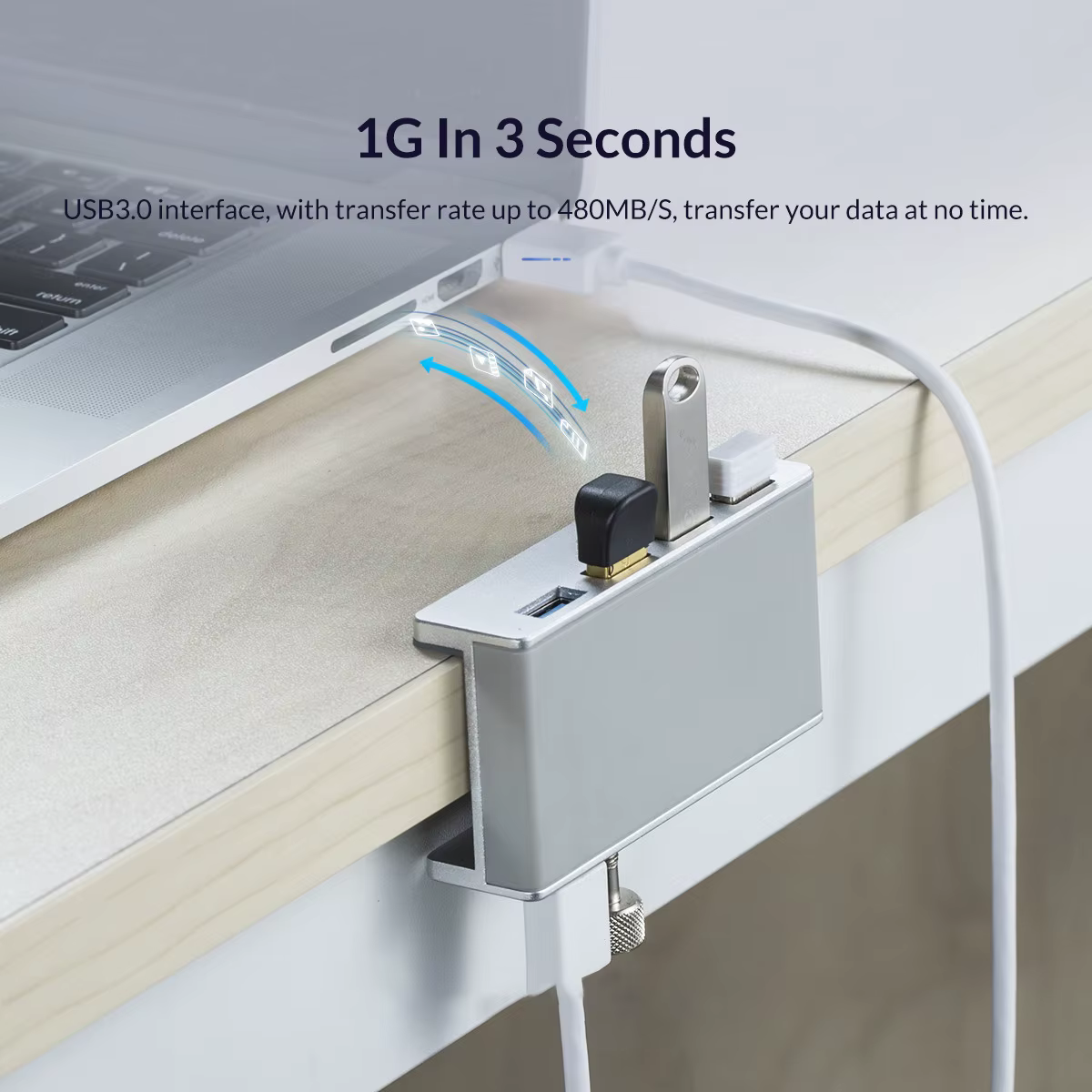 MZX Clip aluminium USB HUB 3.0 Station d'accueil 3 0 multi-hub séparateur adaptateur A C Extension concentrateur ordinateur de bureau USB Hub Dock