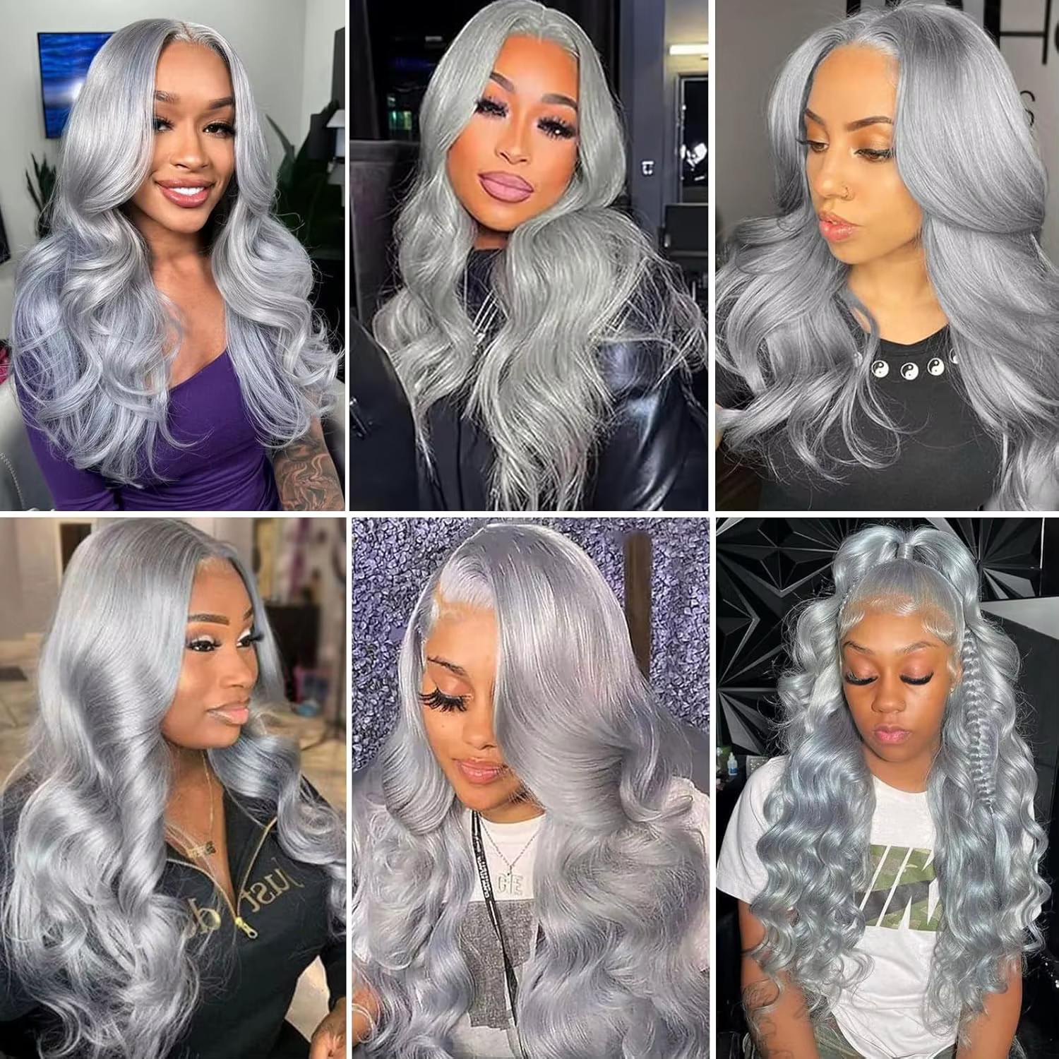 Tissage en lot 100% naturel Body Wave gris argenté