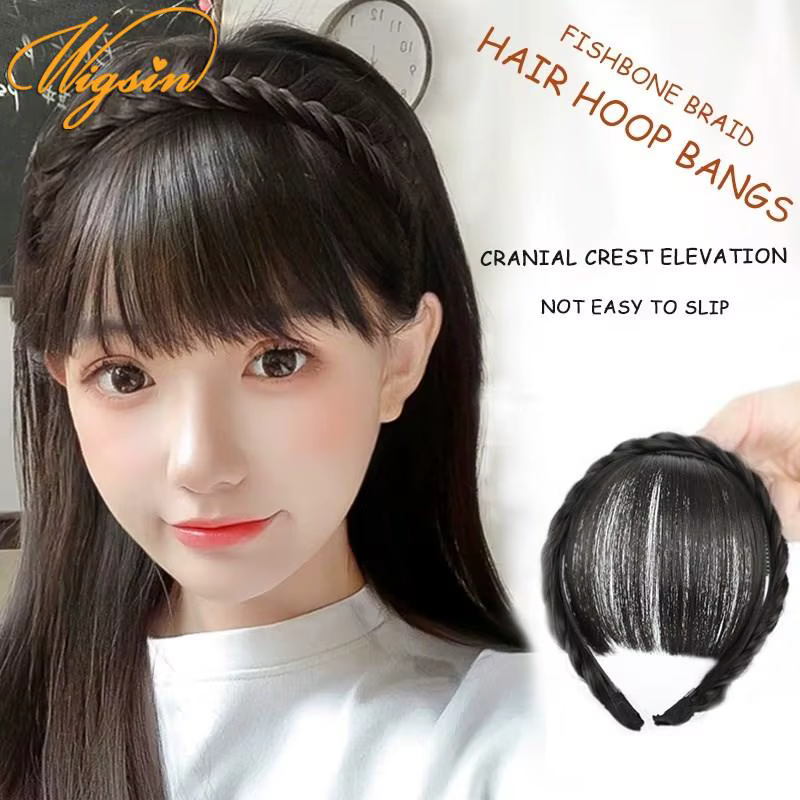 Nouveaux accessoires pour cheveux bandeau synthétique frange à Air perruques avec tresses résistance à la chaleur pince