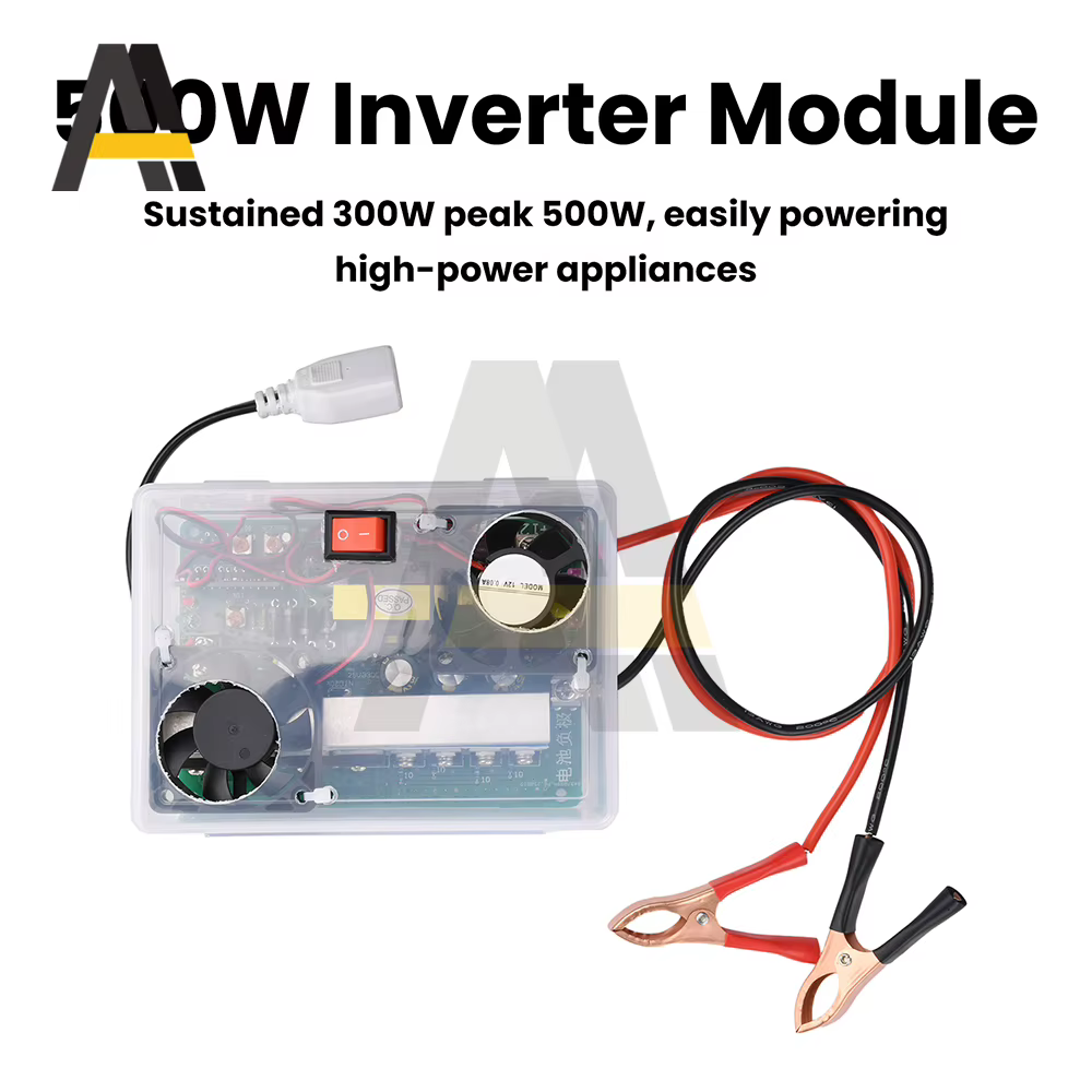 Module onduleur 500W DC 12-14.5V vers AC 220V avec ventilateur de refroidissement et interrupteur de sécurité pour petits outils électriques et cuiseurs à riz électriques