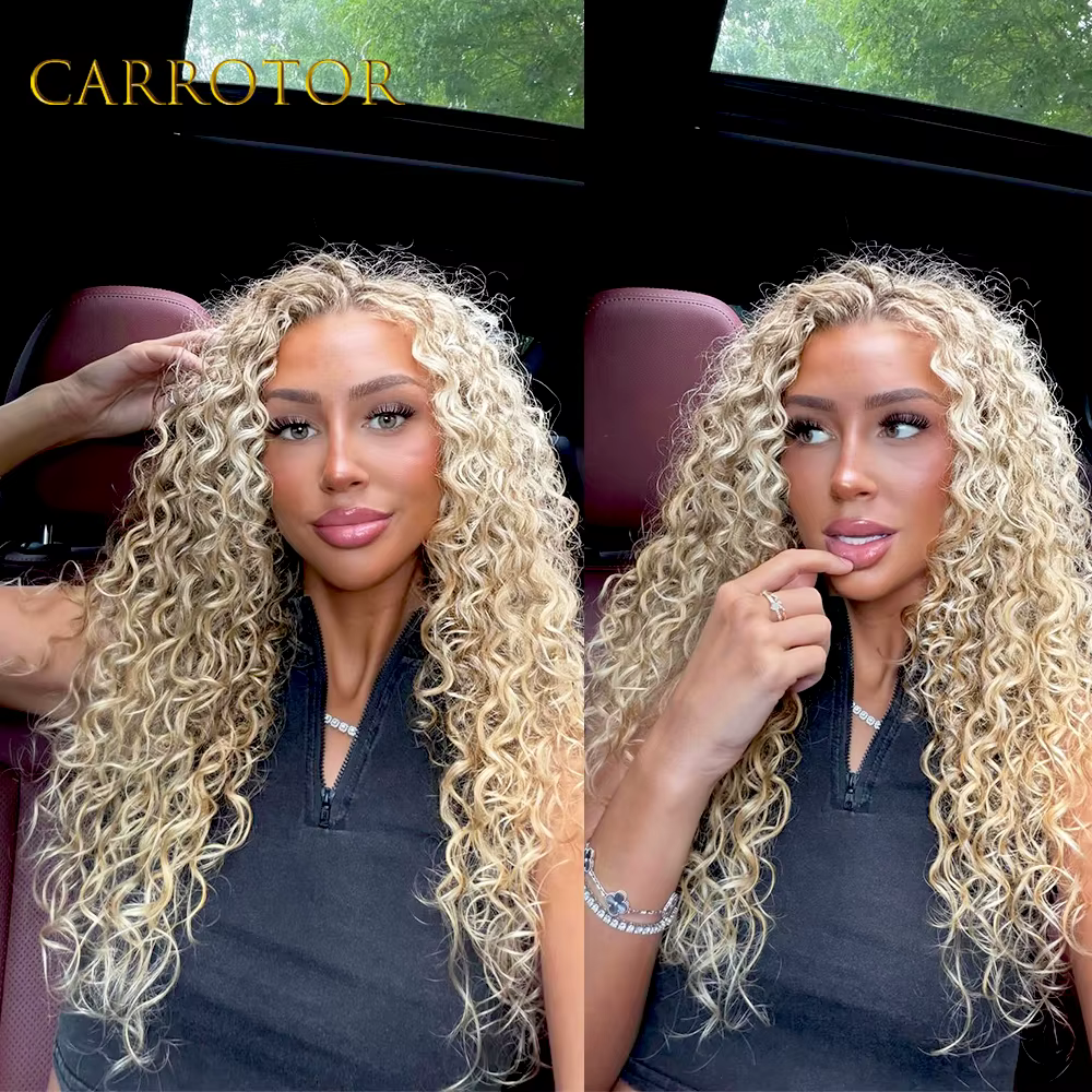 Extensions de cheveux humains tressées au crochet, couleur blond miel 613, ondulations profondes, pré-séparées, sans nœuds