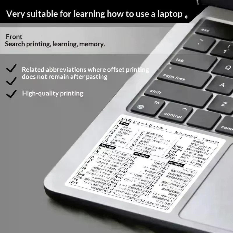 Autocollants de raccourcis en japonais pour Windows Excel, travail de bureau quotidien