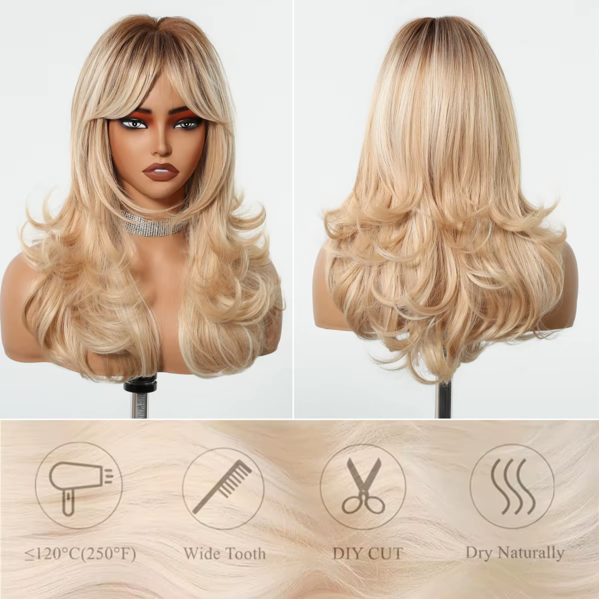 Perruque synthétique mixte Blonde dorée