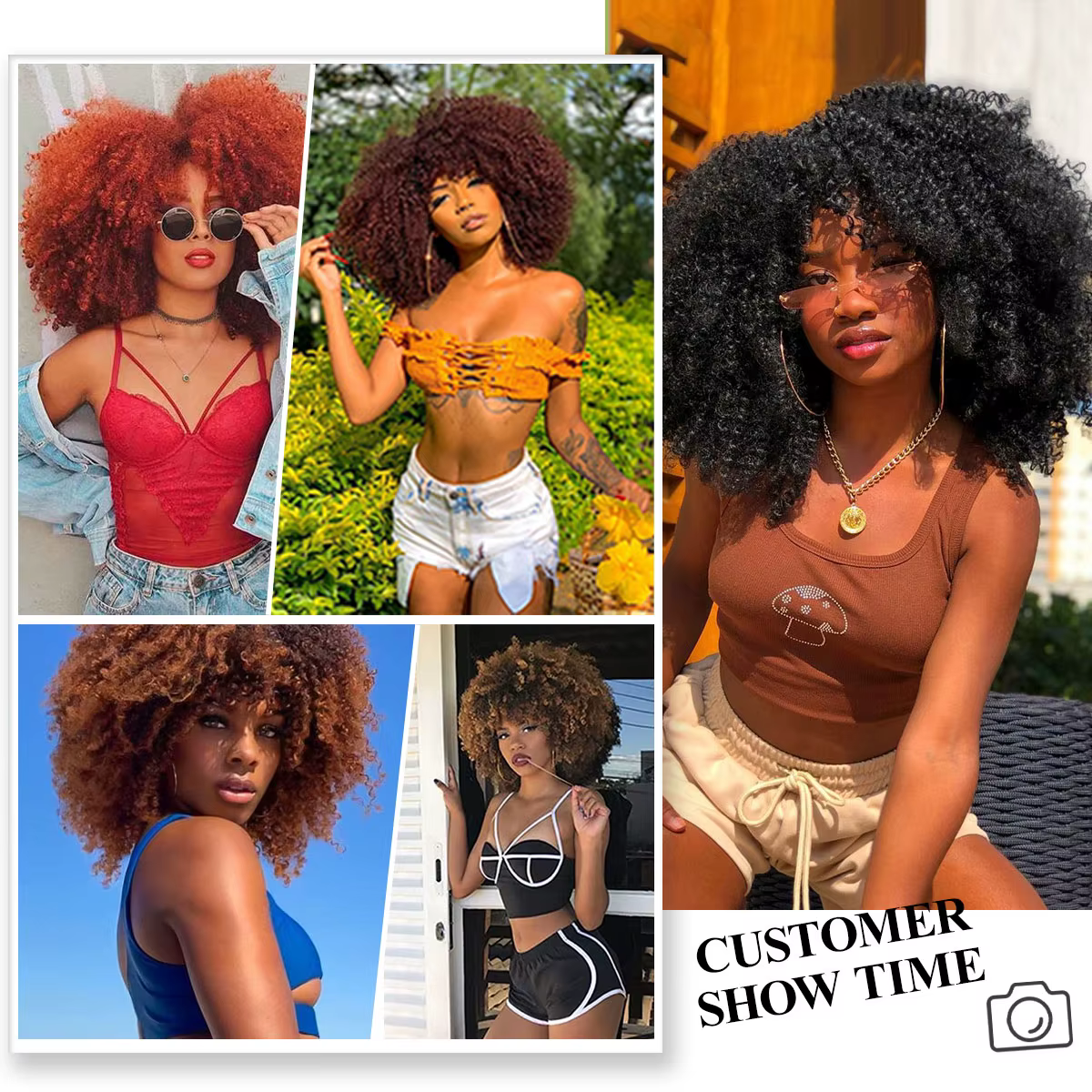 Perruques Afro Synthétiques Courtes pour Femmes Noires
