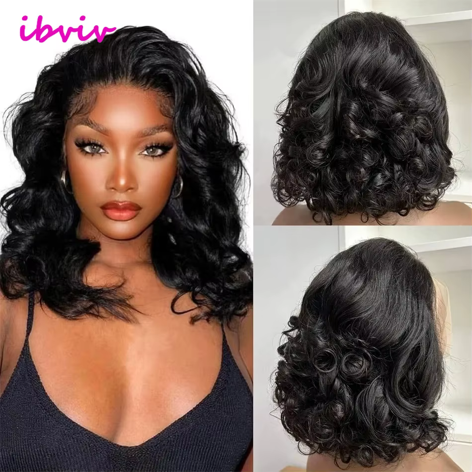 100% cheveux vierges indiens bruts vague rebondissante 13x4 HD dentelle avant perruques couleur naturelle 18 "usure et