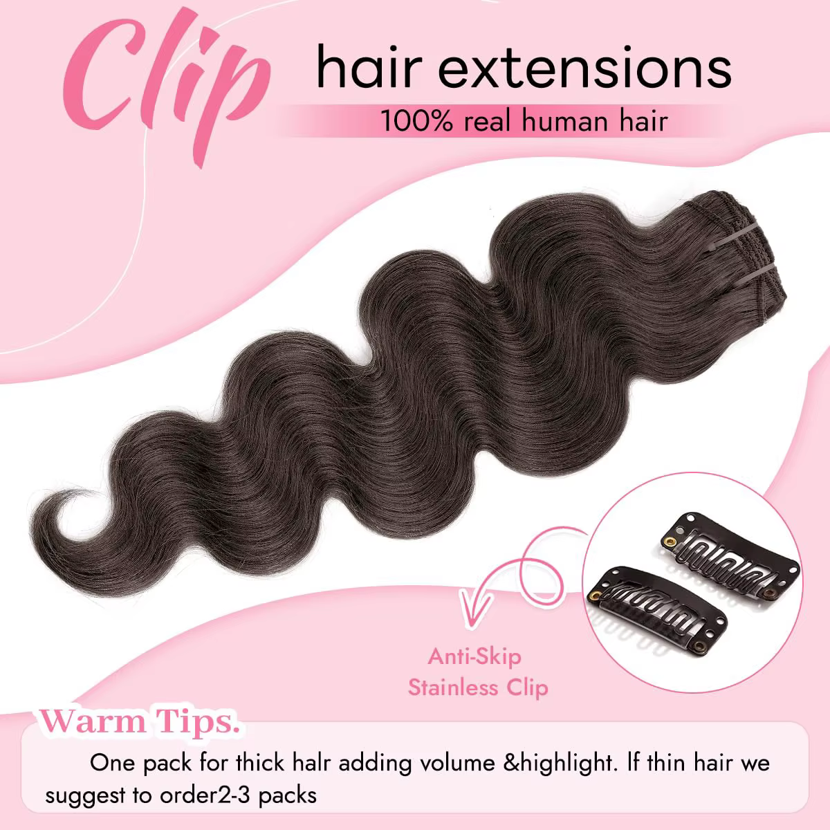 Extensions de cheveux à clipser
