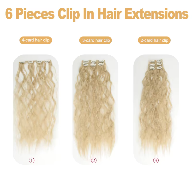Extensions de cheveux longs bouclés naturels noirs de 24 pouces