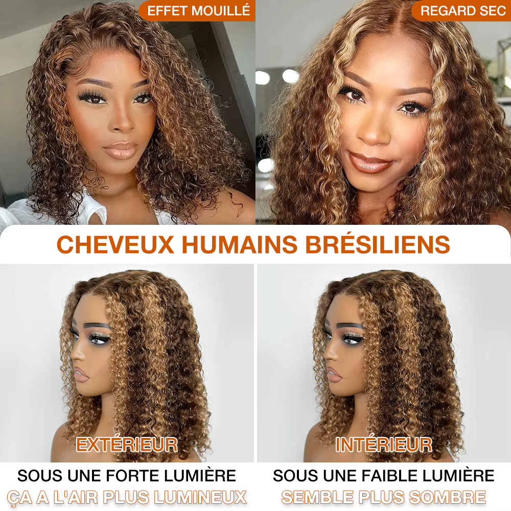 Perruque Bob Lace Front Wig naturelle sans colle