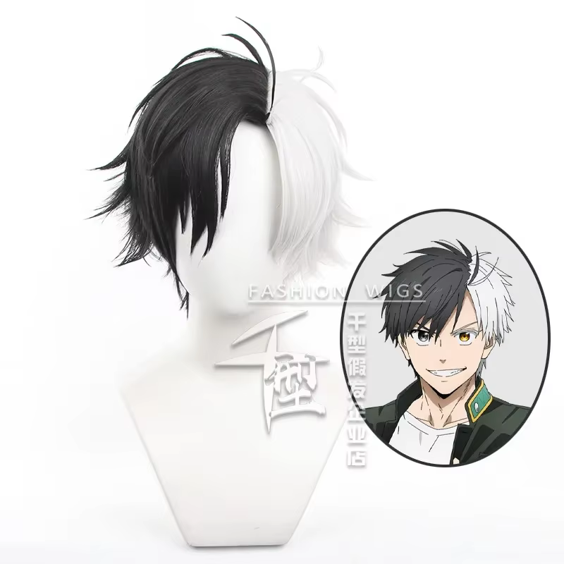 Haruka Sakura Cosplay perruque Anime coupe-vent noir blanc cheveux courts Bofurin Halloween fête pour femmes hommes