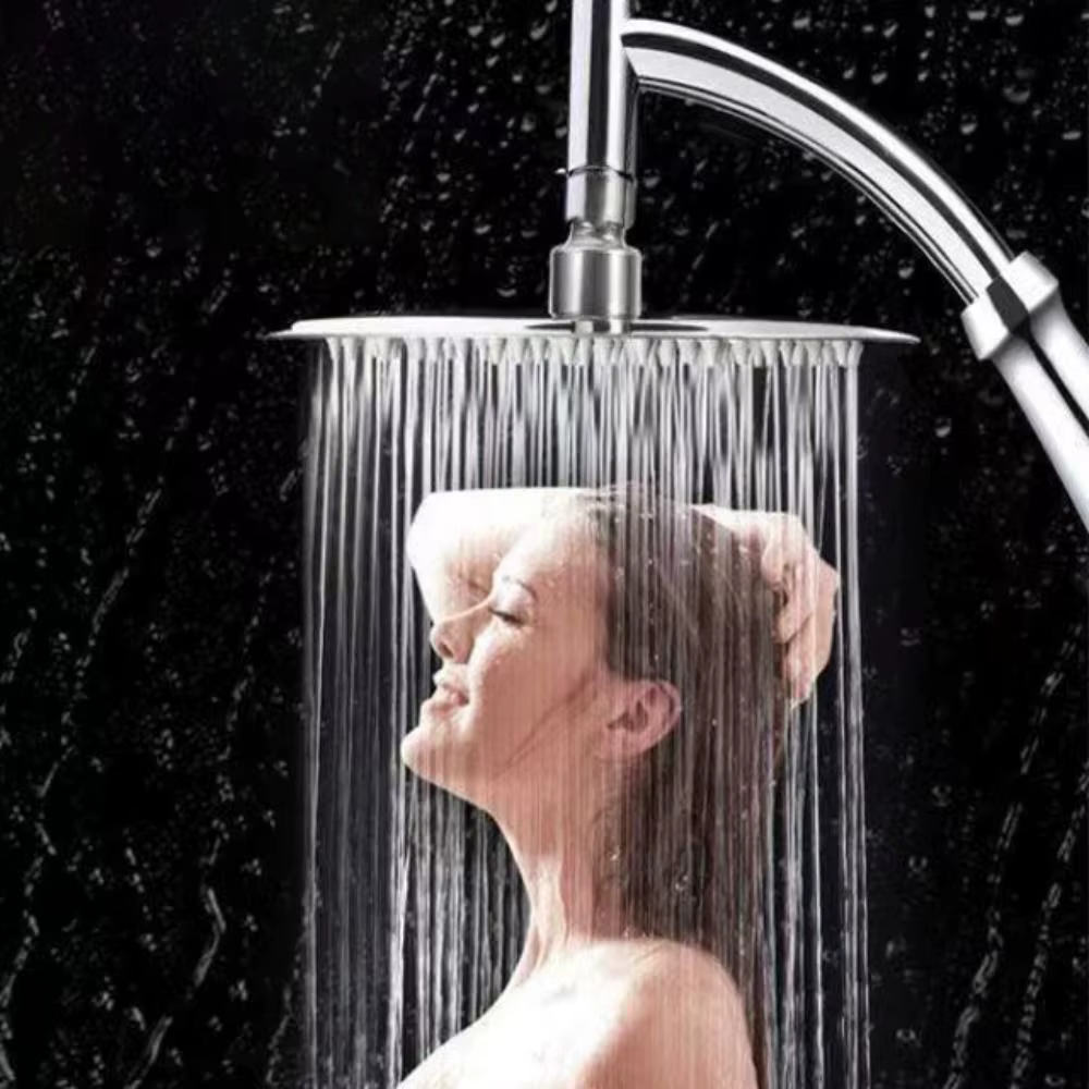 Rallonge de pommeau de douche haute pression, pluie, carré, acier inoxydable, grand, incurvé