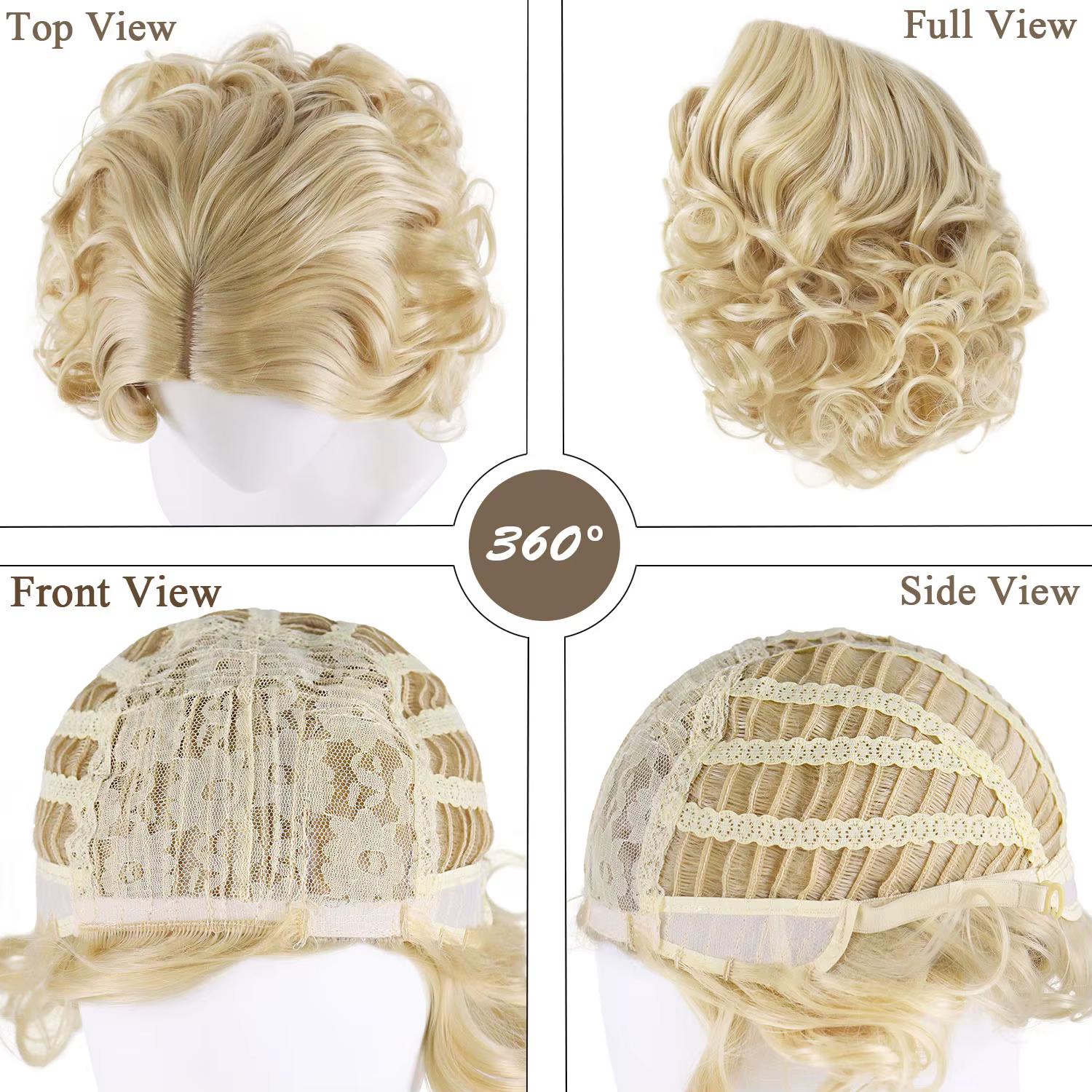 Perruque synthétique courte blonde classique pour femme