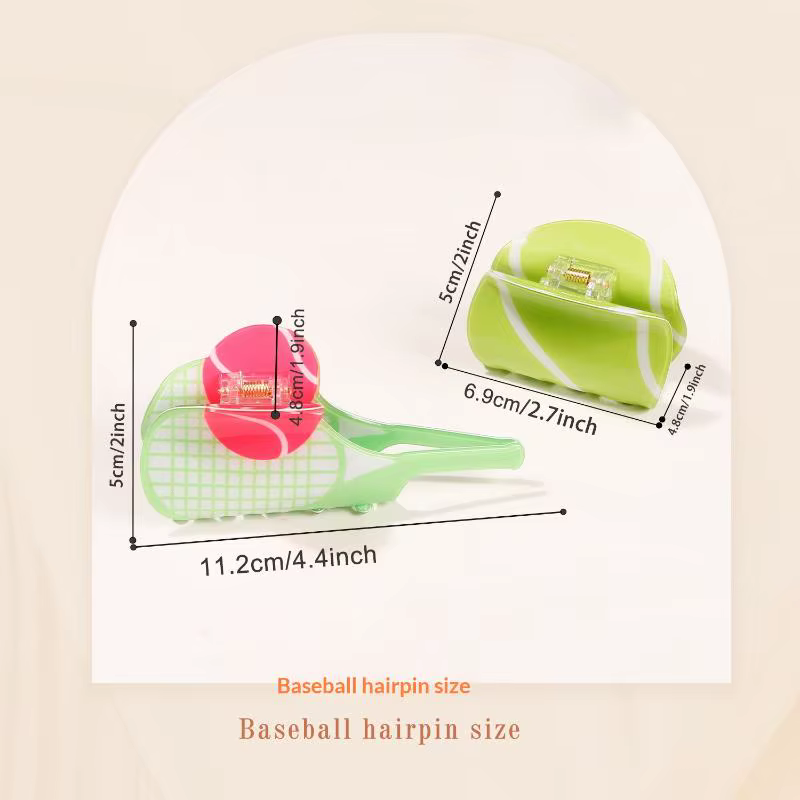 Montrez votre amour pour le tennis avec cette pince à cheveux en acétate – Accessoire tendance en forme de requin pour