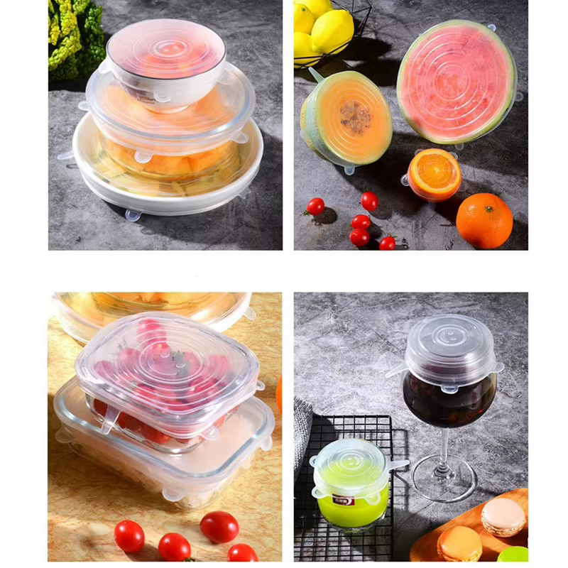Couvercles extensibles en Silicone pour la cuisine, 6 pièces, couvercles alimentaires pour micro-ondes, bouchons de bol, couvercle élastique en Silicone, couvercles universels adaptables