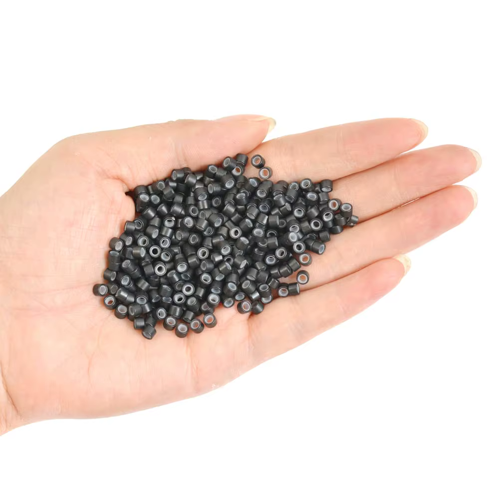 500 pièces 4.0x2.0x3.0mm anneaux d'extension de cheveux doublés de Silicone Micro maillons