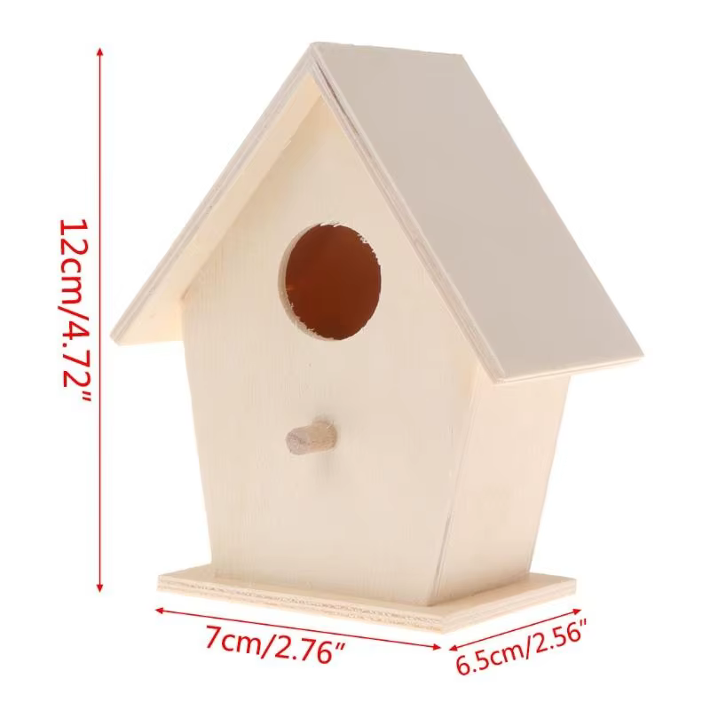 Nichoir à oiseaux en bois pour l'extérieur, à peindre, nichoir fait à main avec perchoir pour petits oiseaux, décoration