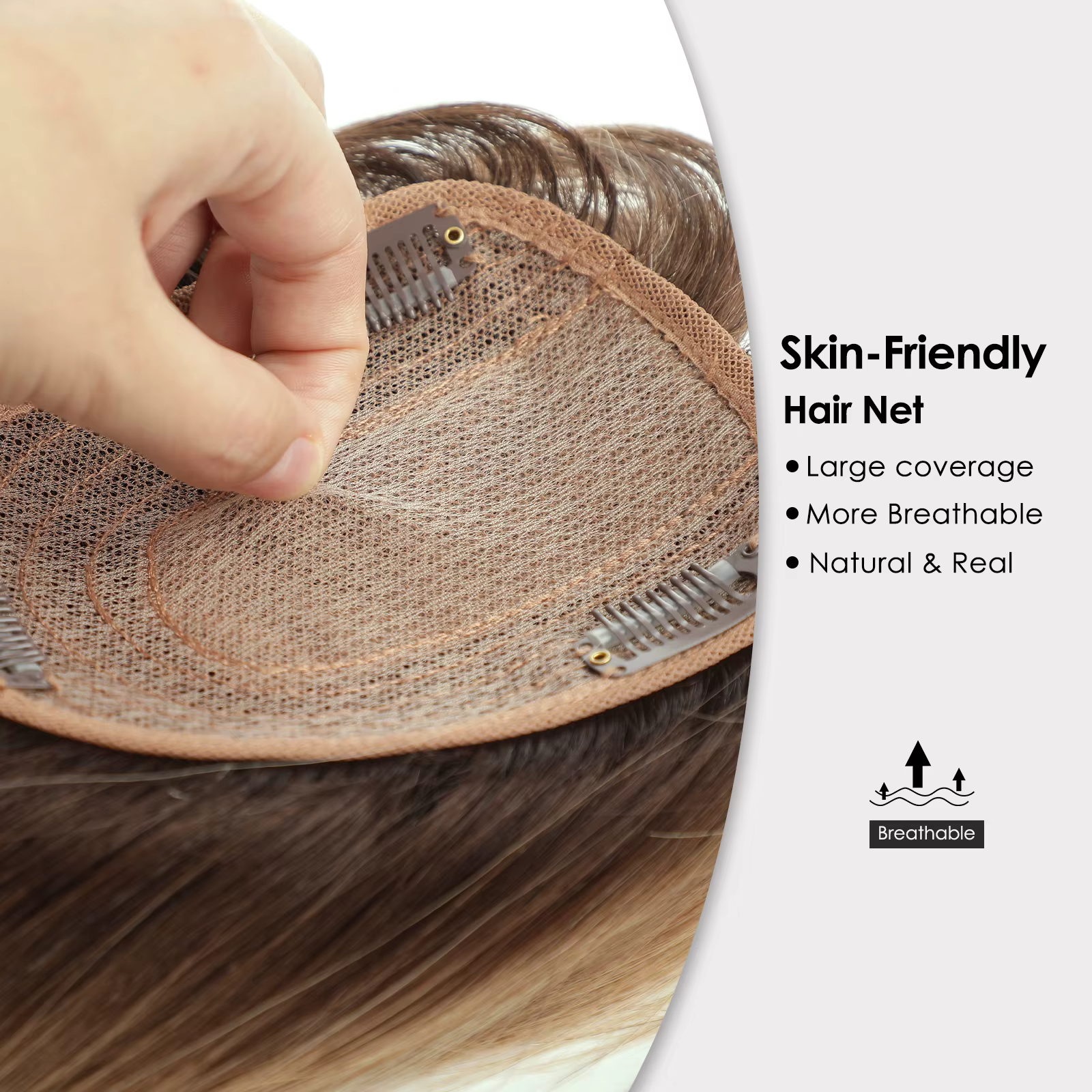 Toppers de cheveux humains avec frange pour femmes