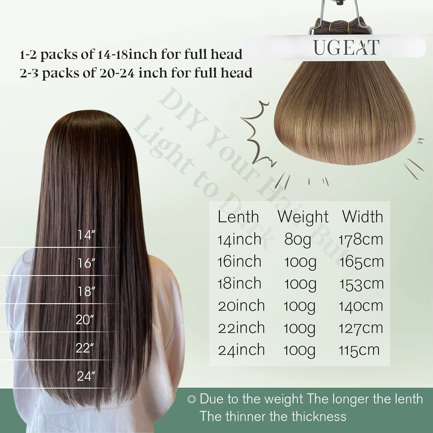 Extensions de cheveux humains Ugeat Weft Balayage